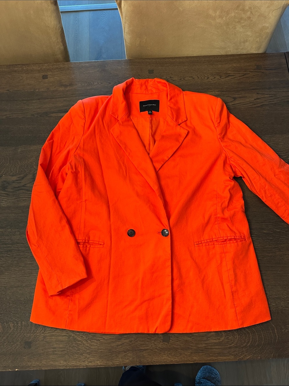 Women’s Coral Double-Breasted Linen Blazer